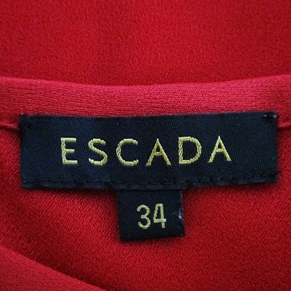 エスカーダ ESCADA サイズ34 S - レッド レディース クルーネック/七分袖/ロング 美品 ワンピース_画像3