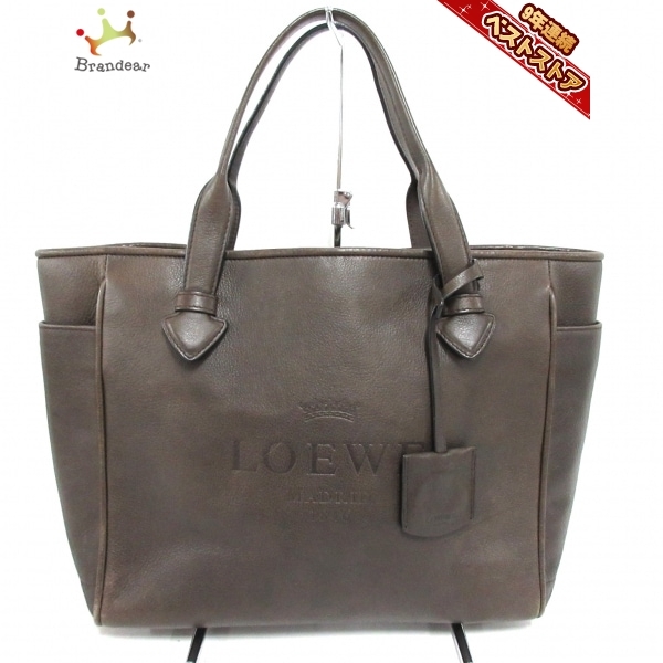 ロエベ LOEWE トートバッグ ヘリテージ レザー ダークブラウン バッグ