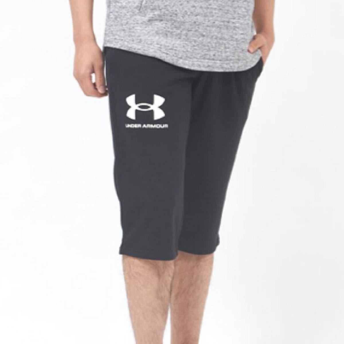 アンダーアーマー UNDER ARMOUR スウェットクォーターパンツ Rival Terry 3/4 Pant ブラック　M