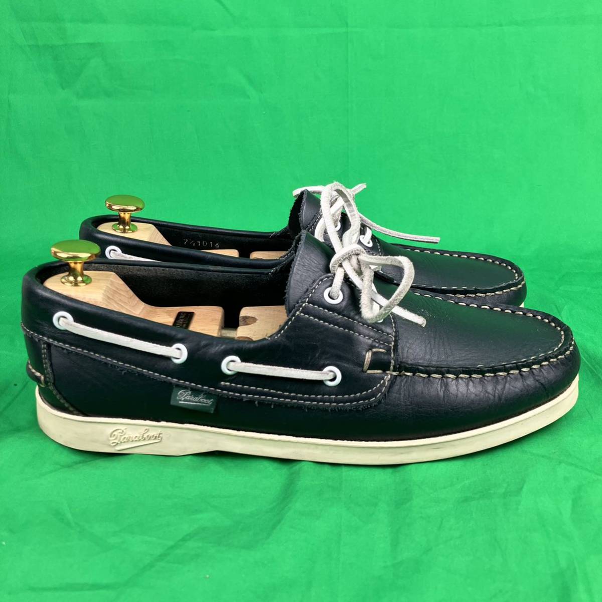 即決 Paraboot BARTH 約26cm レザー ネイビー デッキシューズ