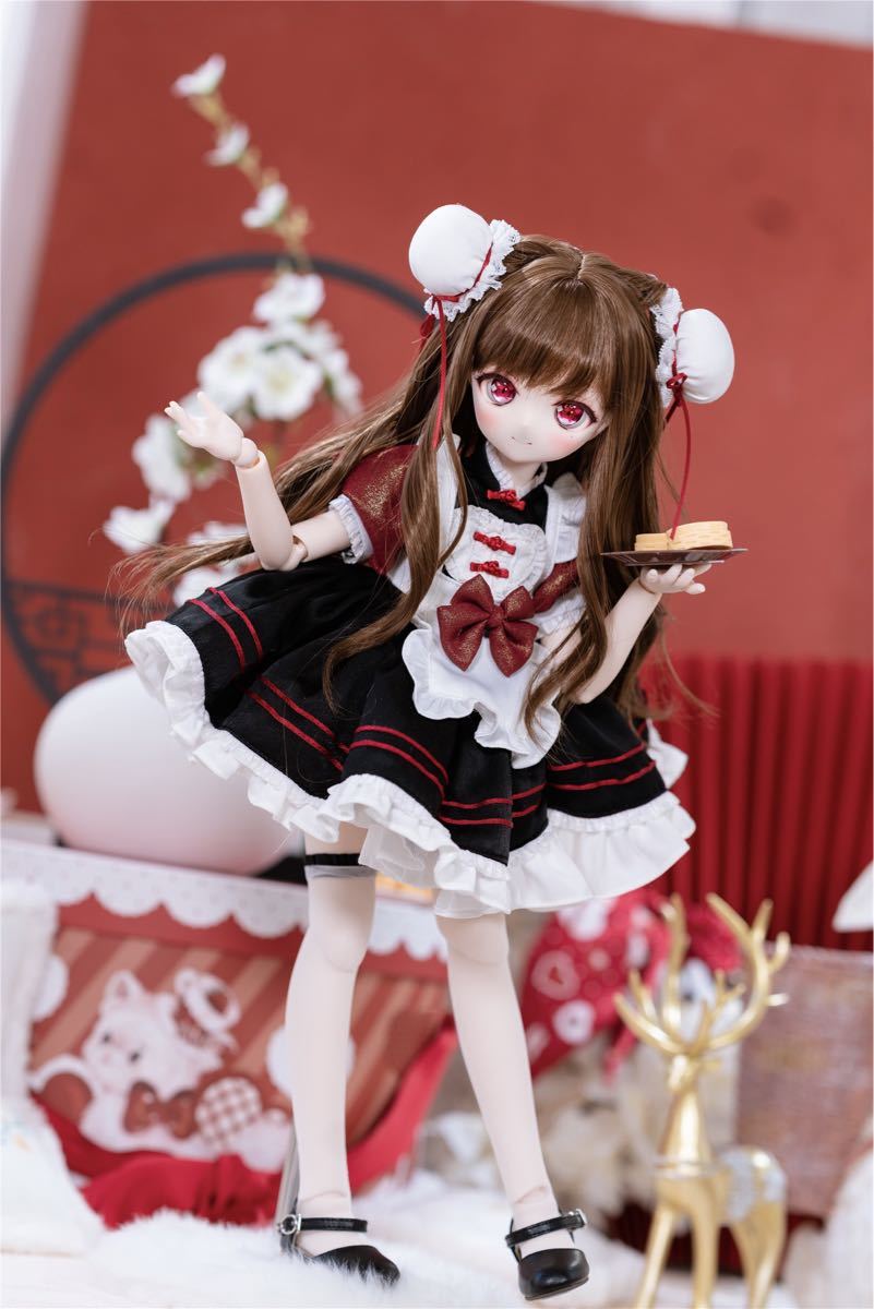 ドールの服　MDD　S胸　もちあしサイズ用　中華風メイド　ブラック