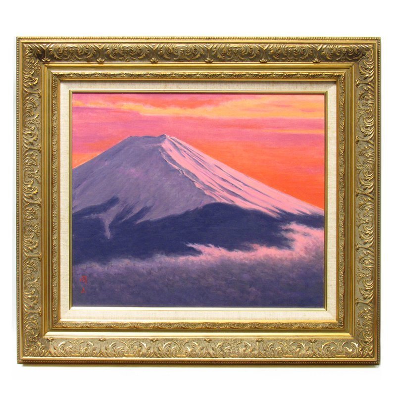 空飛ぶ画家糸川裕志の幻想絵画、夕焼けの富士山と江の島のイメージ