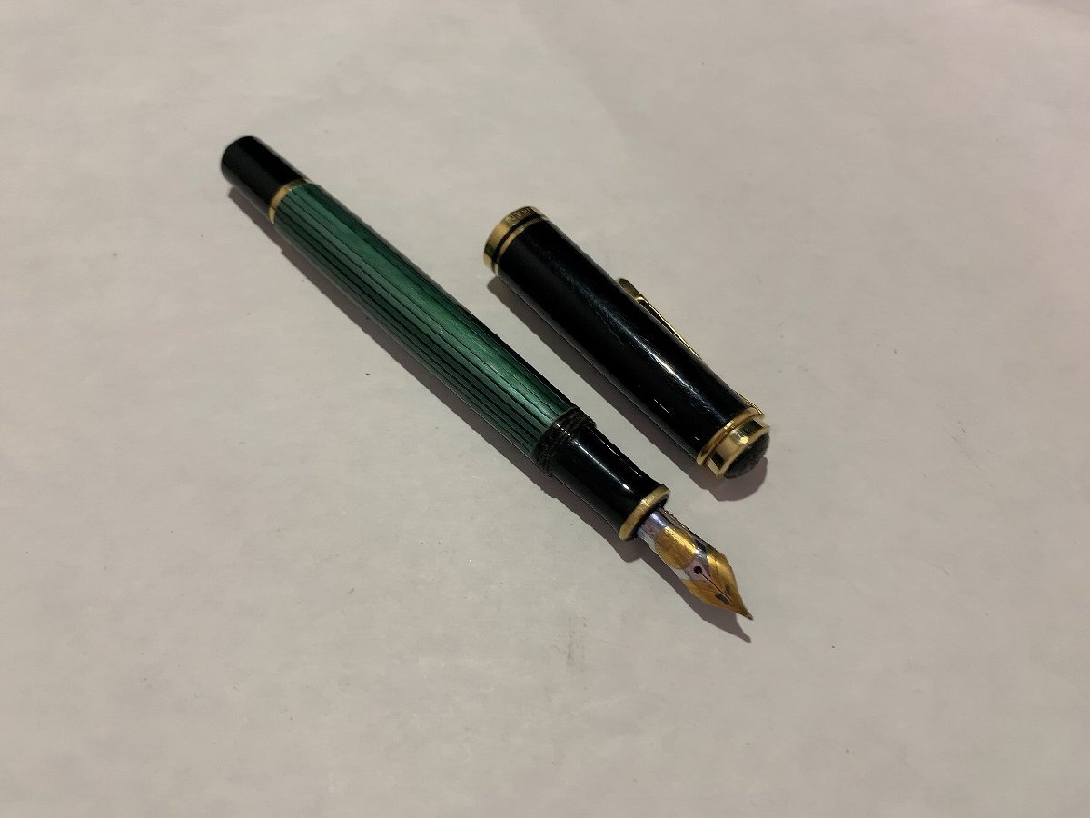 ♪【 Pelikan ペリカン 万年筆 スーべレーン 緑縞 グリーン 18C-750 F