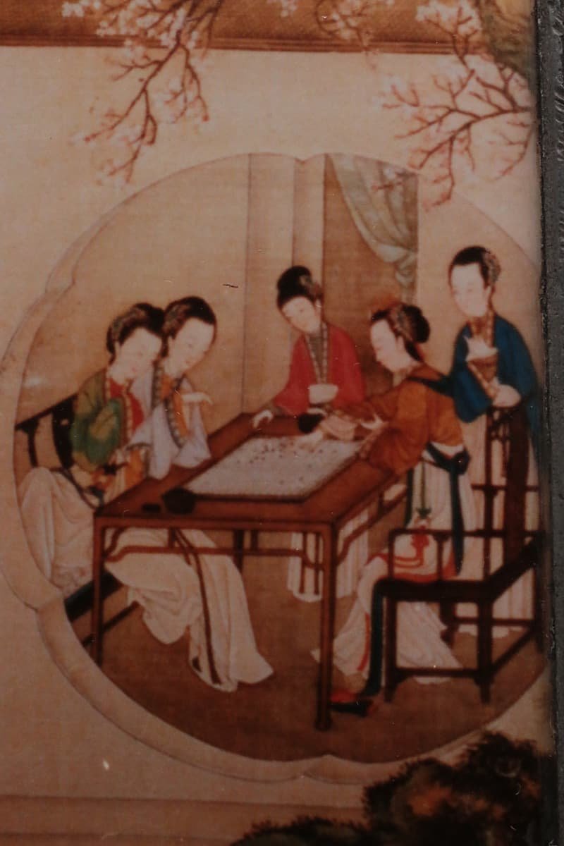 HW223 【民国 潮邑永順老店点銅真料】古錫 四面開窓亭台仕女紋錫茶叶罐・錫四面美人文茶壺・錫茶心壺・錫茶壷 煎茶道具 6