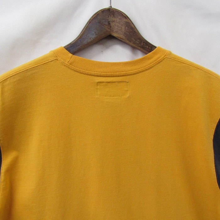 サイズ L Abercrombie&Fitch カレッジ風 Tシャツ 半袖 ワッペン 肩ライン イエロー系 アバクロ 古着 ビンテージ 2AU0314_画像5