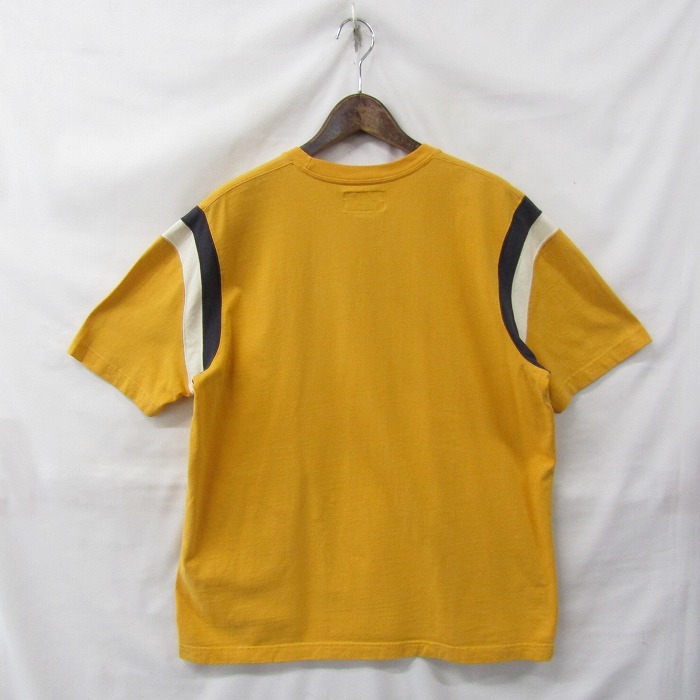 サイズ L Abercrombie&Fitch カレッジ風 Tシャツ 半袖 ワッペン 肩ライン イエロー系 アバクロ 古着 ビンテージ 2AU0314_画像2