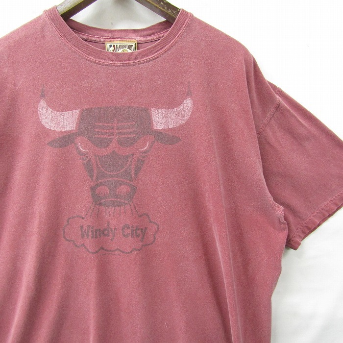 Vintage 雰囲気系 サイズ L NBA CHICAGO BULLS プリント Tシャツ 半袖 HARDWOON CLASSICS バスケットボール 古着 ビンテージ 2AU1572_画像1