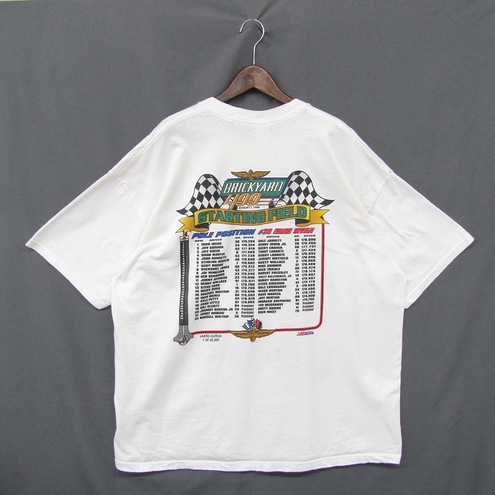 90s ビッグサイズ XL~ JERZEES レーシング 両面 プリント Tシャツ 半袖 ホワイト系 ジャージーズ 古着 ビンテージ 2AU2827_画像3