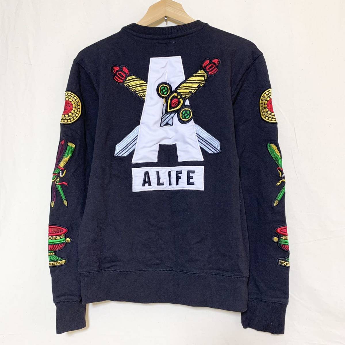 alife(USA)ビンテージ刺繍グラフィックスウェットシャツ_画像3