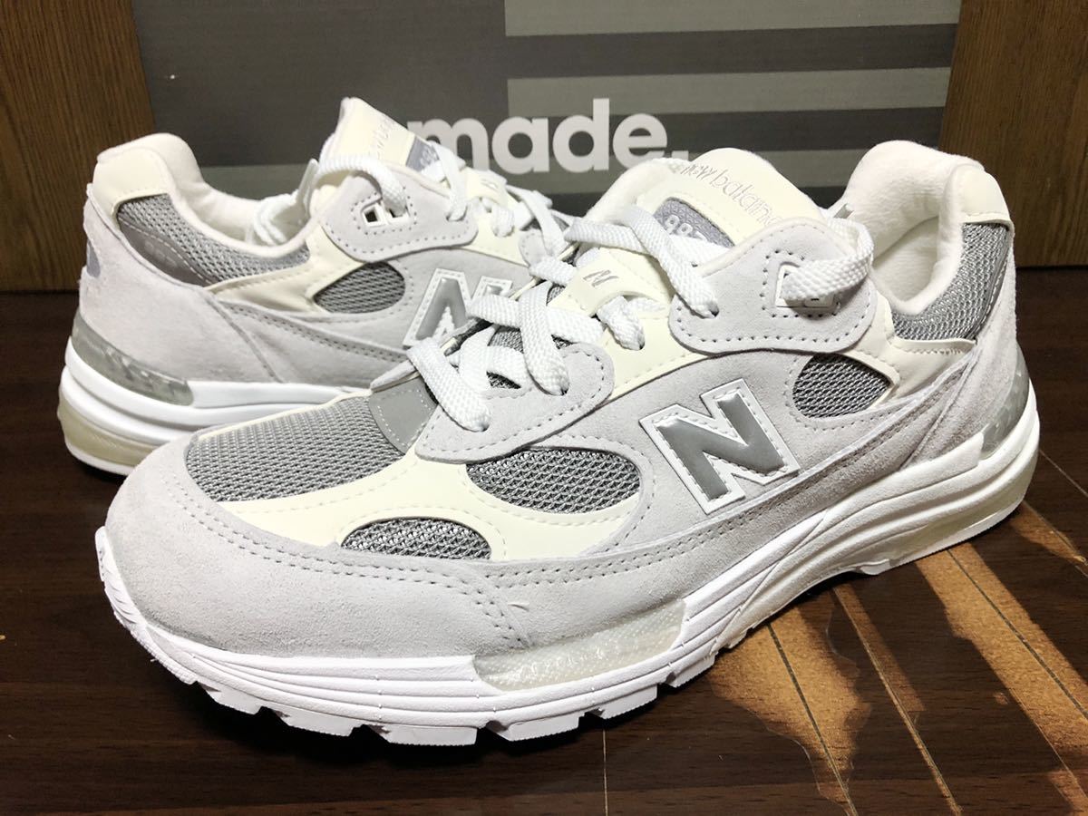 21年製 NEW BALANCE M 992 NC ニューバランス BEAMS ビームス MADE IN USA アメリカ 米国製 ホワイト スエード WHITE SILVER SUEDE US8.5_画像1