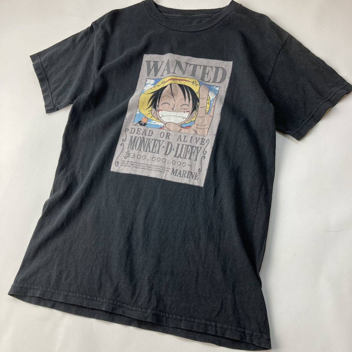 当時物 usa製 ワンピース ルフィ Tシャツ アニメ キャラクター アメリカ製 黒 ブラック 少年ジャンプ_画像1