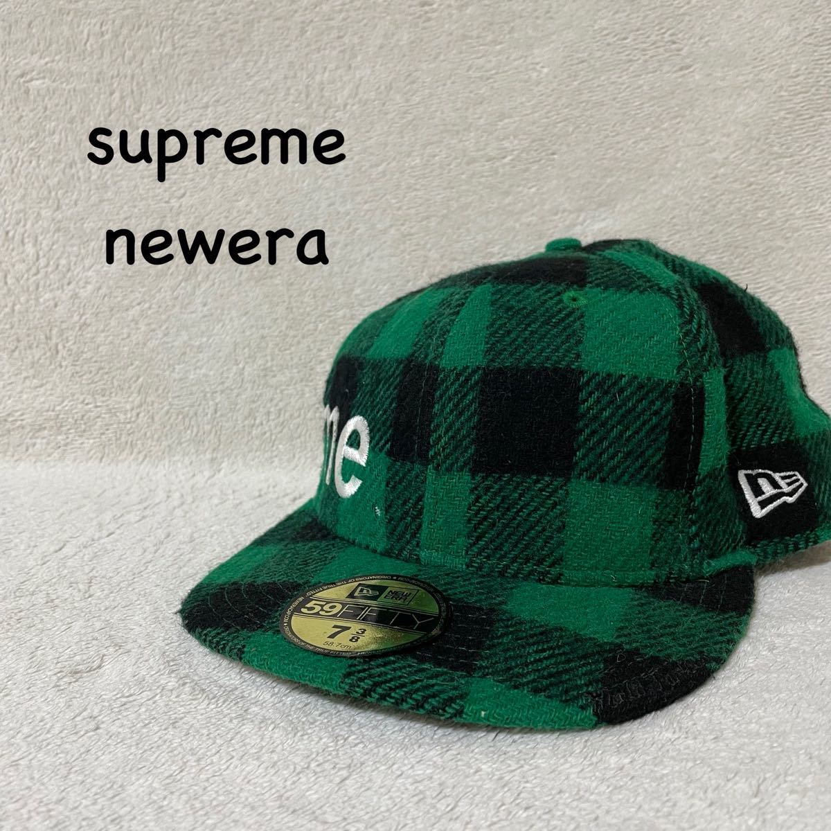 Supremeバッファローチェックサイドロゴニューエラキャップ Lサイズ