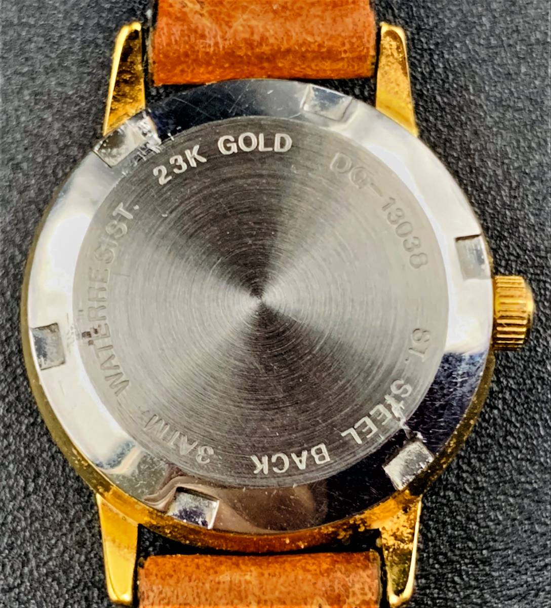 文字盤 金 Diedro DELUXE ディエドロ デラックス 23K GOLD DQ-13038 レディース 腕時計【不動・現状品】_画像2