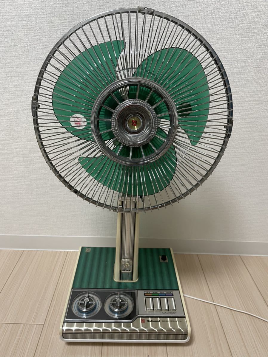 昭和レトロ】ナショナル扇風機緑色 - 冷暖房/空調