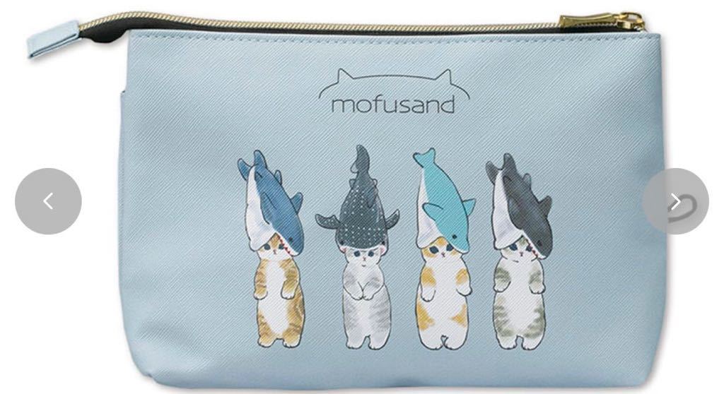 ダブルファスナーポーチ　サメにゃん　モフサンド　レディース　ファッション　バッグ　ポーチ　財布　新品　ねこ　ぢゅの　mofusand MWT_画像2