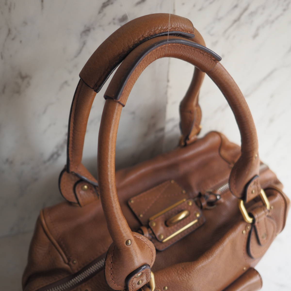 良品★ クロエ Chloe パディントン レザー ハンドバッグ ワンショルダーバッグ ブラウン 鍵 南京錠