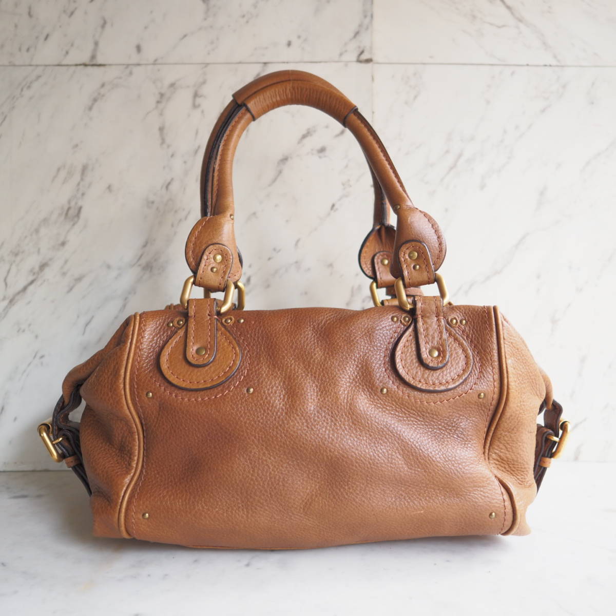 良品★ クロエ Chloe パディントン レザー ハンドバッグ ワンショルダーバッグ ブラウン 鍵 南京錠