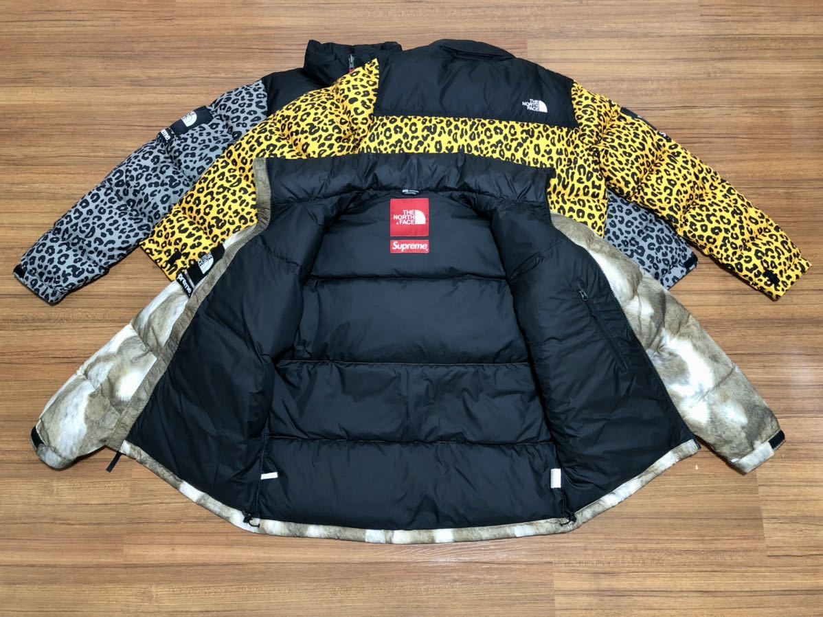 国内正規 【美品 ファーM The North Face Supreme Fur Print Nuptse Jacket】 ヌプシ faux paper leopard bleached denim 700 fill down_画像2