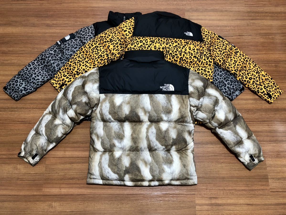 国内正規 【美品 ファーM The North Face Supreme Fur Print Nuptse Jacket】 ヌプシ faux paper leopard bleached denim 700 fill down_画像10