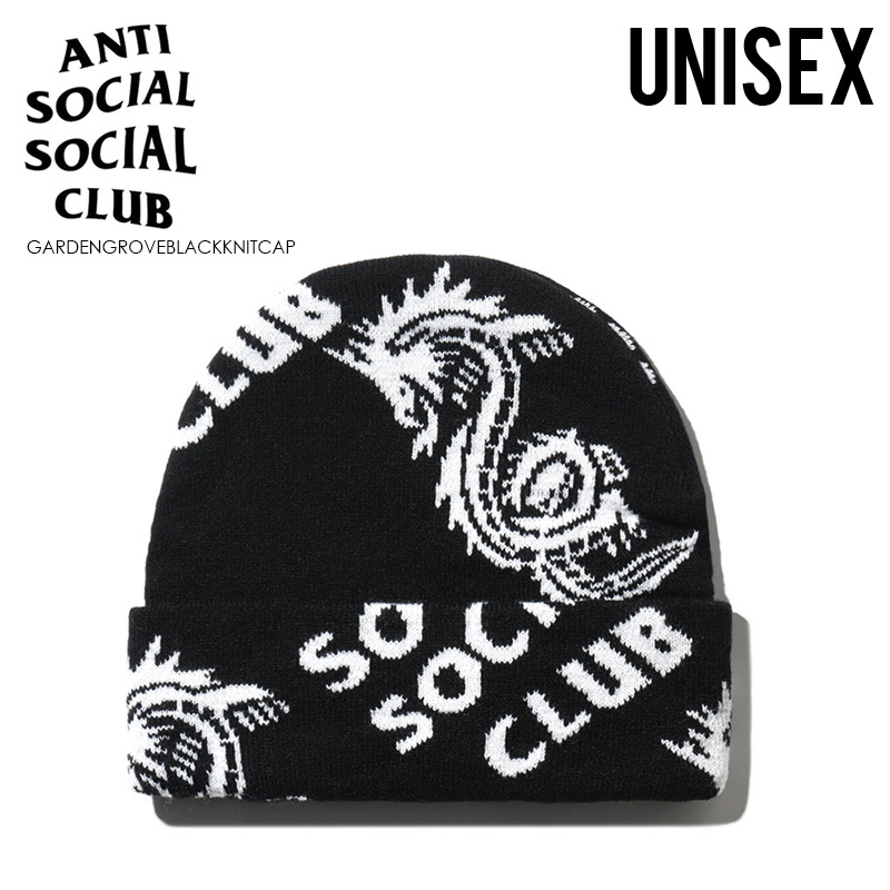 ■新品■ANTI SOCIAL SOCIAL CLUB GARDEN GROVE BLACK KNIT CAP ガーデン グローブ ニット キャップ■帽子 ビーニー■ブラック