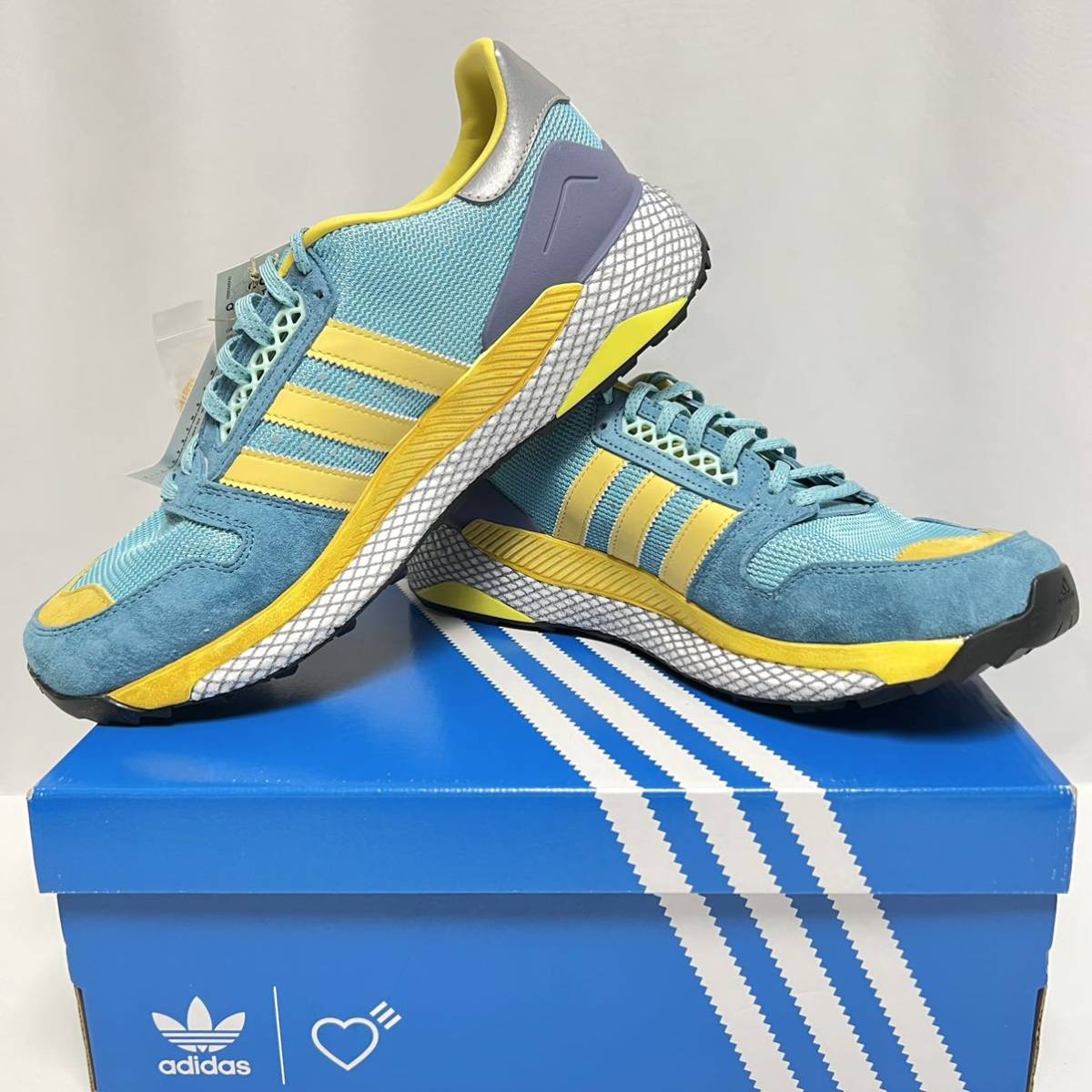 25cm 新品 adidas × HUMAN MADE コラボ スニーカー クエスター QUESTAR HM 水色 アクア AQUA アディダス ヒューマンメイド ZX8000 ZX_画像5