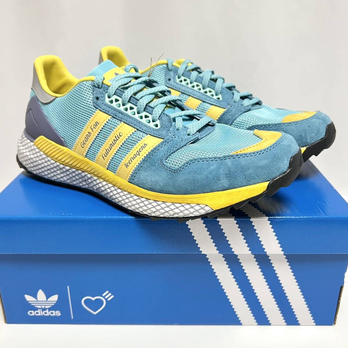 25cm 新品 adidas × HUMAN MADE コラボ スニーカー クエスター QUESTAR HM 水色 アクア AQUA アディダス ヒューマンメイド ZX8000 ZX_画像1