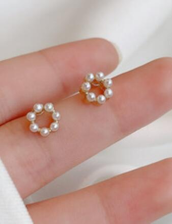  Korea version design crystal stone zircon pearl earrings popular simple . quality earrings ear needle necklace pierce-038