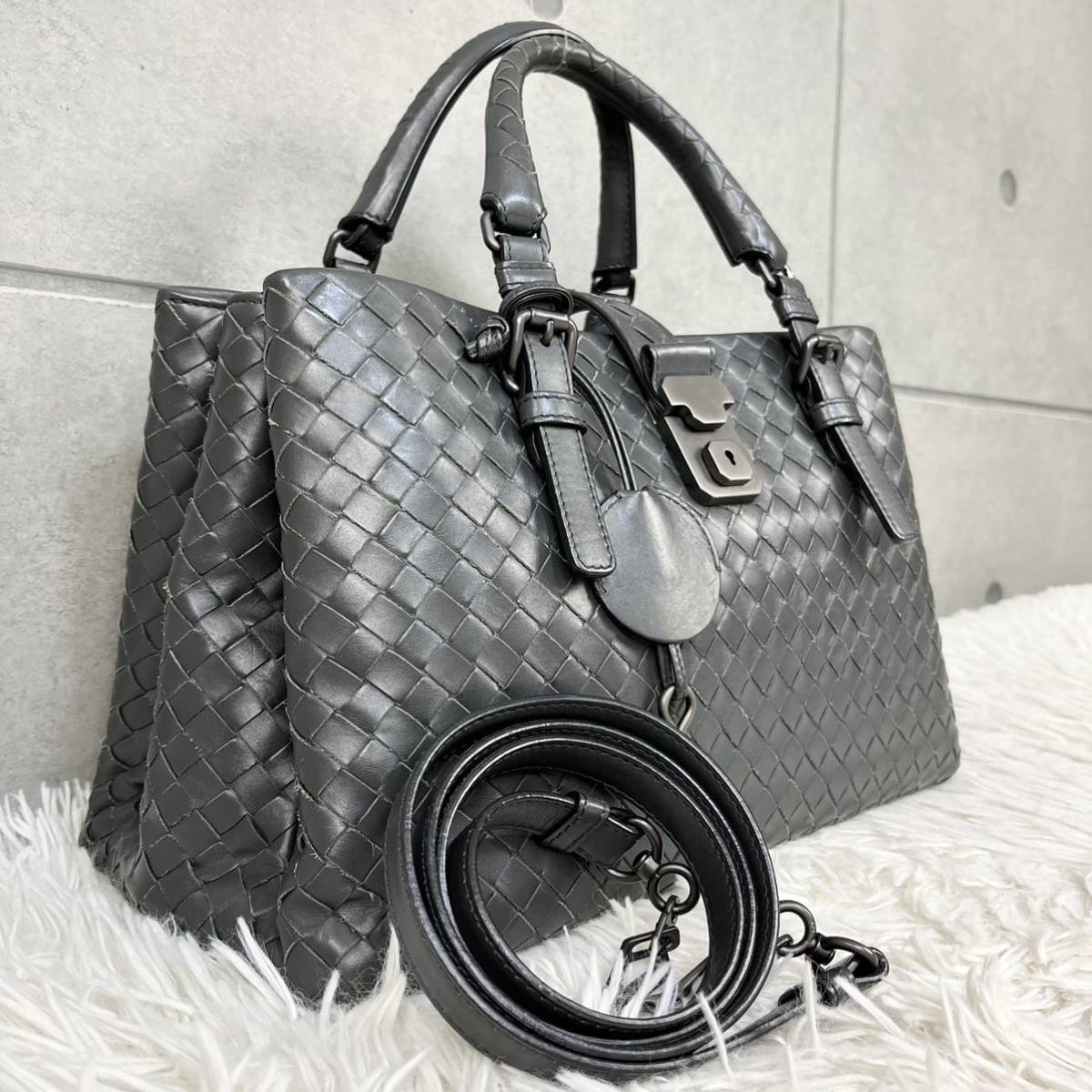 1円【極美品】BOTTEGA VENETA ローマ S ミニ 2way イントレチャート