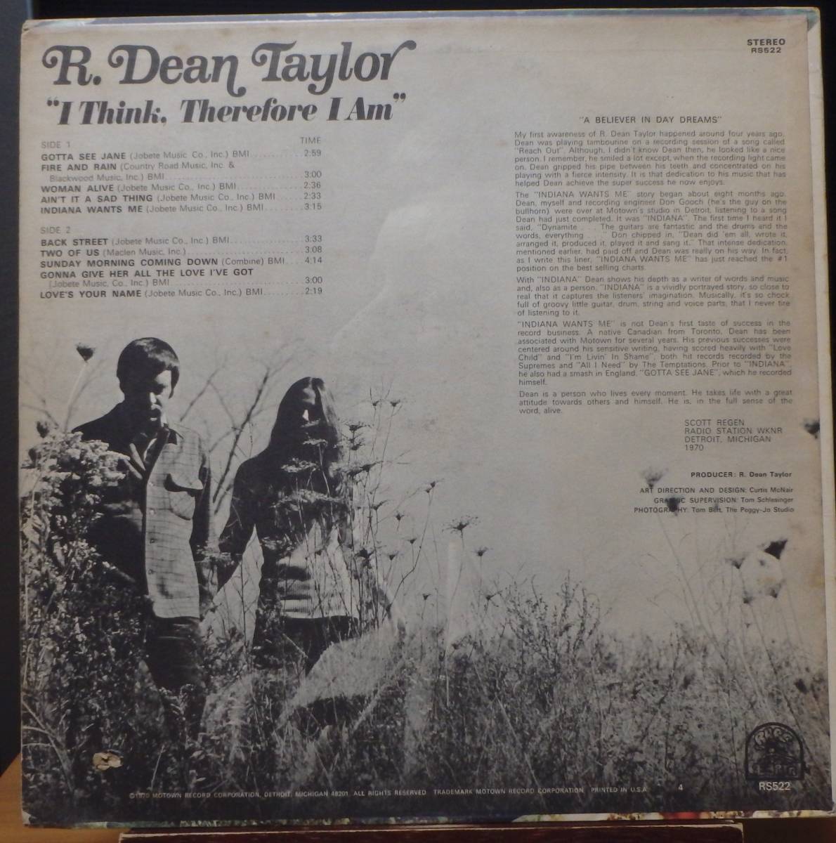 【SW448】R. DEAN TAYLOR 「I Think Therefore I Am」, ’70 US Original　★SSW/ポップ・ロック_画像2