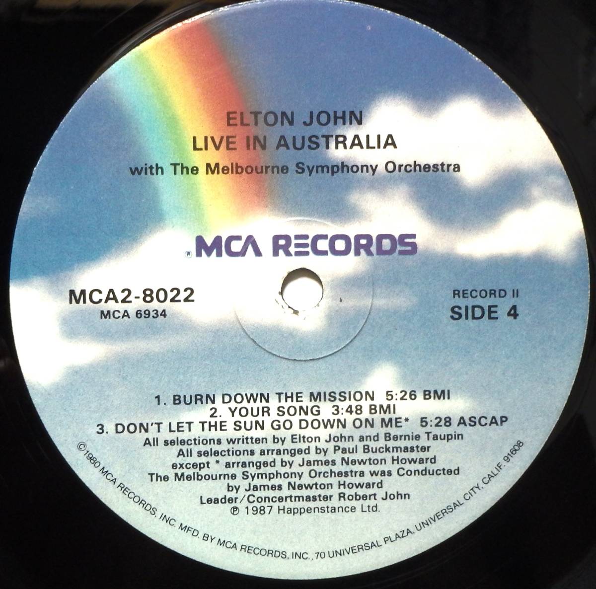 【SW494】ELTON JOHN With The Melbourne Symphony Orchestra 「Live In Australia」(2LP), ’87 US Original　★SSW/ポップ・ロック_画像8