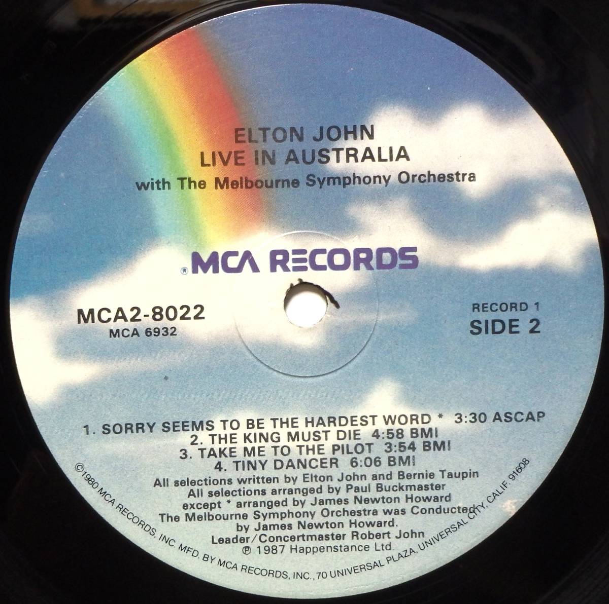 【SW494】ELTON JOHN With The Melbourne Symphony Orchestra 「Live In Australia」(2LP), ’87 US Original　★SSW/ポップ・ロック_画像6