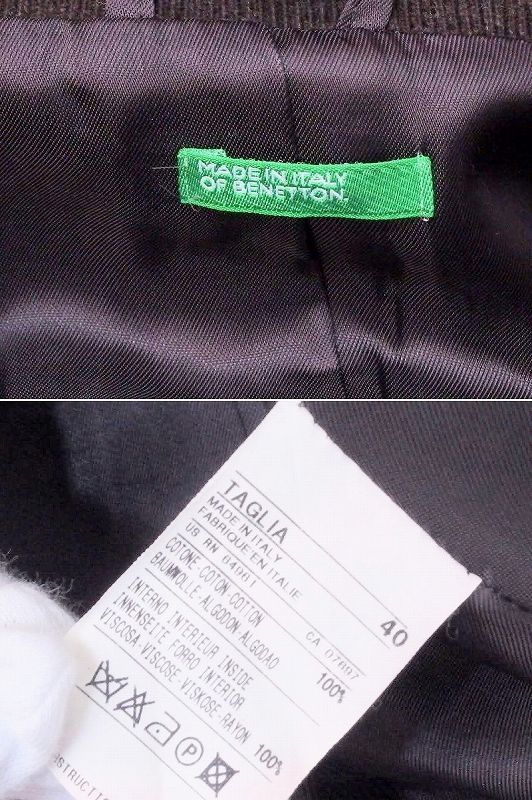 BENETTON ベネトン コーデュロイ　ジャケット 40 ダークブラウン_画像6