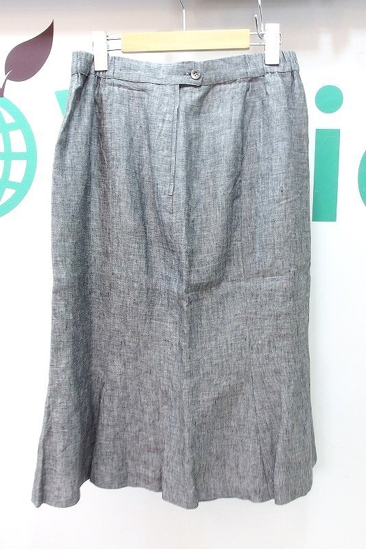 MARINA RINALDI マリナリナルディ リネン100％ ビーズ装飾 スカート 大きいサイズ 15 グレー_画像2