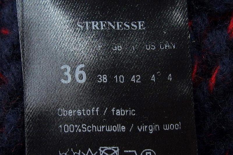 STRENESSE ストラネス ボトルネック ローゲージ ミックスニット セーター レディース I42 ネイビー×赤_画像5