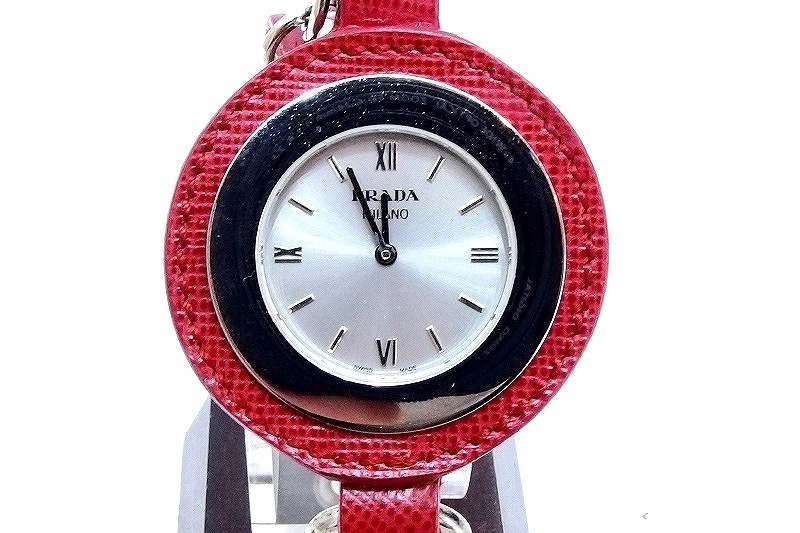 【美品】プラダ/ラウンドウォッチ ハート カーフ ブレスレット/QZ Yahoo!オークション - PRADA プラダ ラウンドウォッチ クォーツ