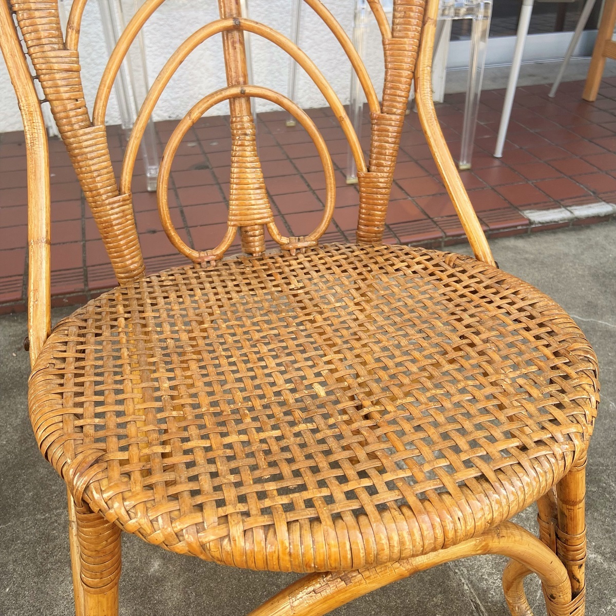 ヴィンテージ Rattan Chair ラタンチェア 椅子 籐張り ダイニング リビング アジアン シンプル アンティーク_画像6