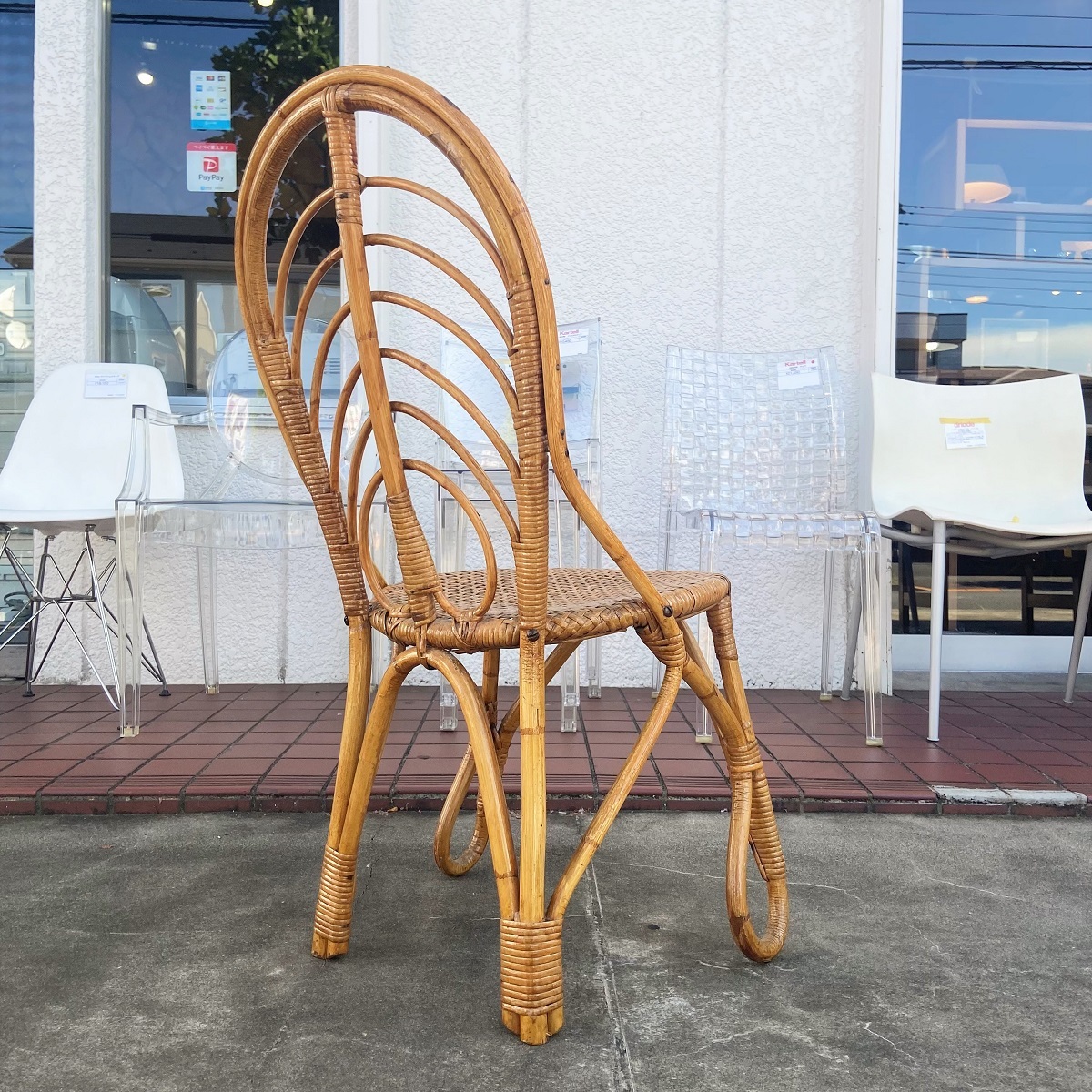 ヴィンテージ Rattan Chair ラタンチェア 椅子 籐張り ダイニング リビング アジアン シンプル アンティーク_画像4