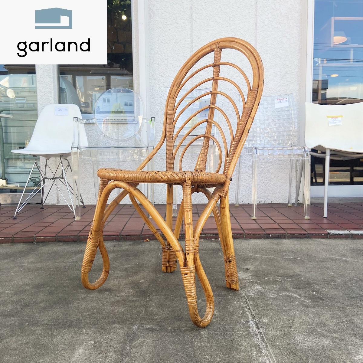 ヴィンテージ Rattan Chair ラタンチェア 椅子 籐張り ダイニング リビング アジアン シンプル アンティーク_画像1