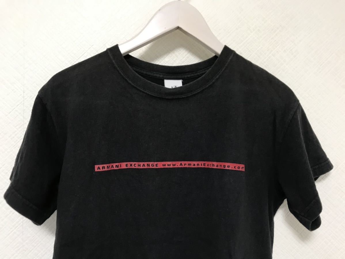 本物アルマーニエクスチェンジARMANI AXコットンロゴプリント半袖TシャツメンズグレーストリートビジネススーツサーフXS黒アメリカ製