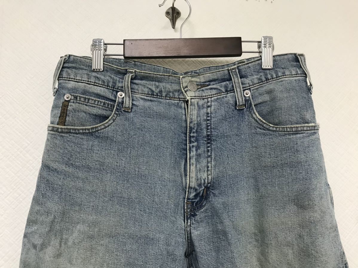 本物アルマーニジーンズARMANIJEANSコットンストレッチデニムショートハーフパンツメンズアメカジミリタリーサーフ青ブルー28イタリア製