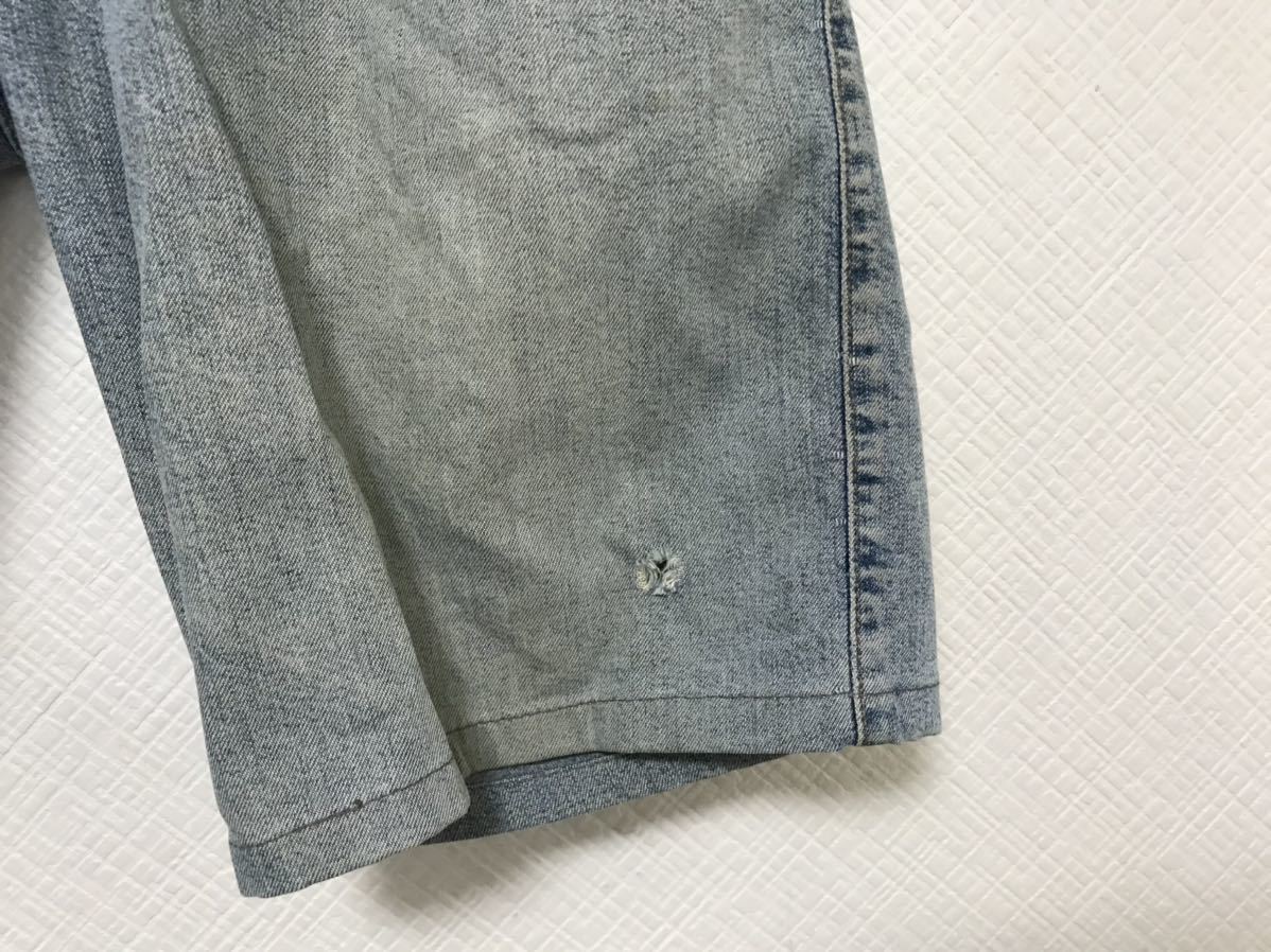 本物アルマーニジーンズARMANIJEANSコットンストレッチデニムショートハーフパンツメンズアメカジミリタリーサーフ青ブルー28イタリア製