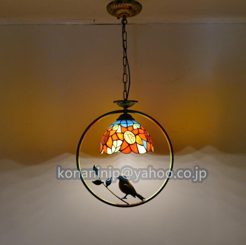 強くお勧め★美品☆ステンドランプ ステンドグラス インコ 芸術品★ ティファニー 照明 家具