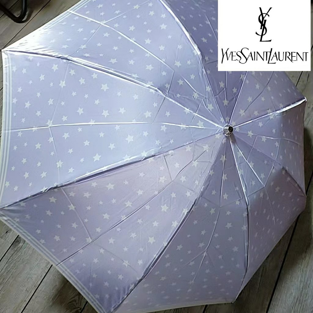 イヴサンローラン　晴雨兼用　日傘　折りたたみ　柄　ロゴ　傘袋付き