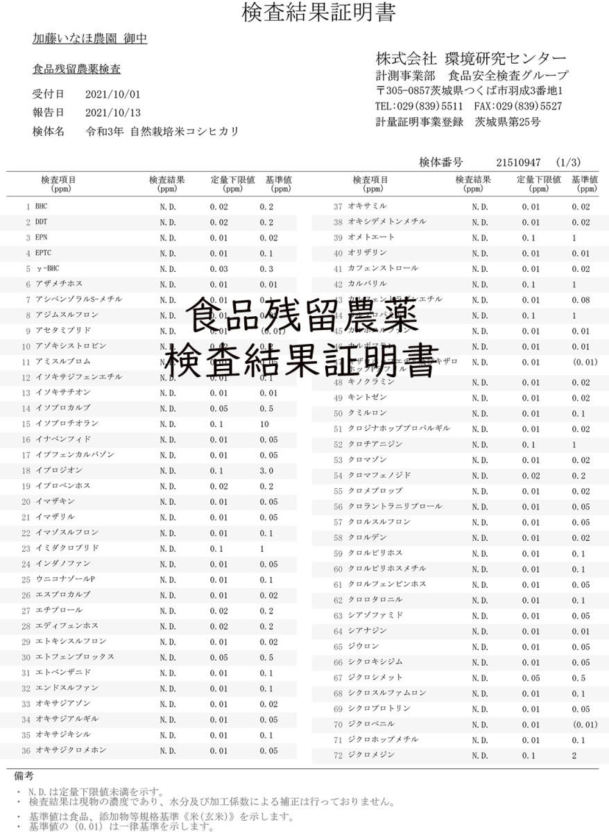 ＜こんな時代だからこそ自然栽培米＞令和3年度 茨城県産 コシヒカリ 玄米10㎏ 無農薬 無肥料 農家直送 _画像3