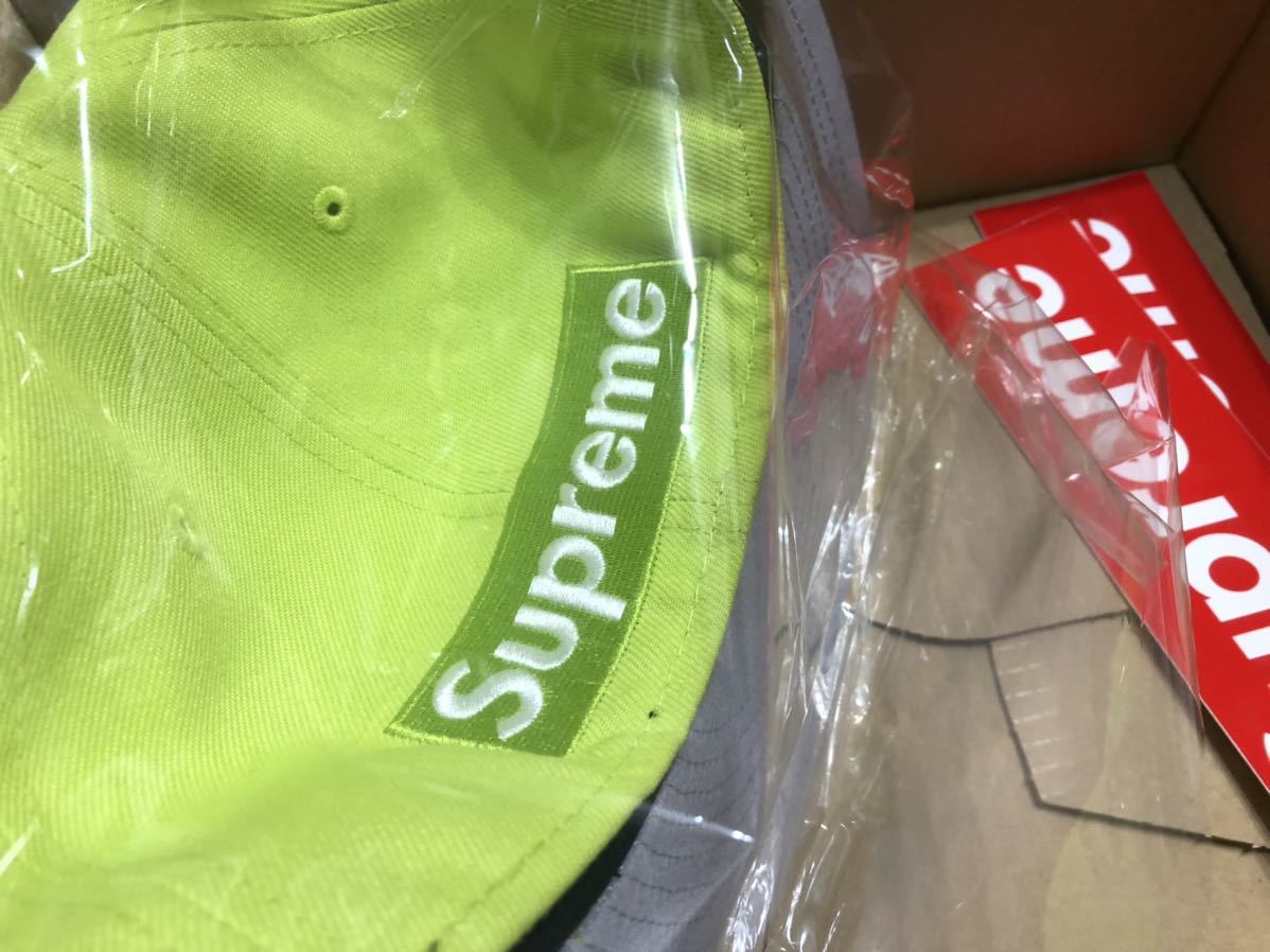 ★新品 未使用★SUPREME 21S/S ★New Era Reverse Box Logo ★7 3/8★シュプリーム ブライトイエロー ライムグリーン★ニューエラ 帽子★