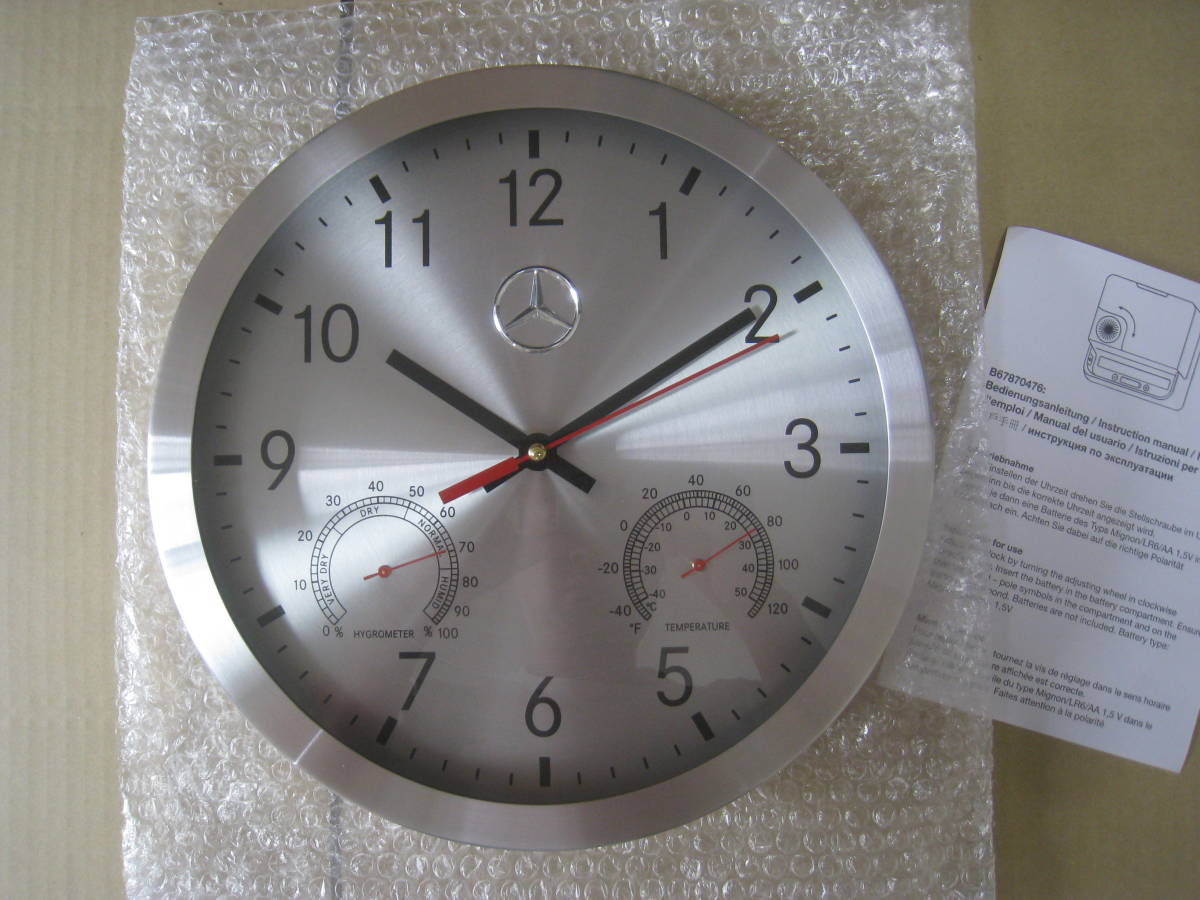 [ new goods box attaching ] Mercedes Benz collection wall lock wall clock . temperature total thermometer 