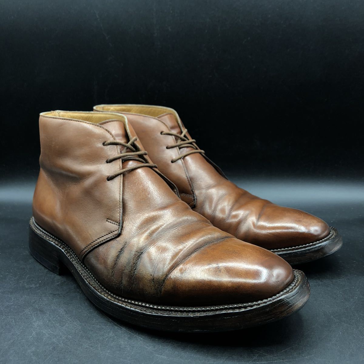 EE56 CROCKETT&JONES Paul Smith 別注 クロケット＆ジョーンズ ポールスミス レザー チャッカブーツ メンズ UK8 E 26.5cm相当 ブラウン 茶_画像2