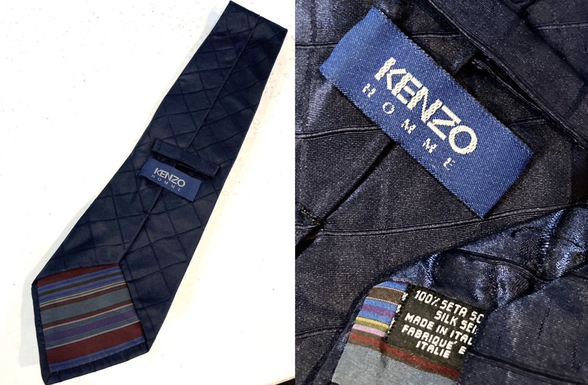 KENZO★90'sVINTAGE★ネクタイ★シルク★SILK100%★イタリアンシルク素材★イタリア製★ケンゾー★ビンテージ★ネイビー★紺_画像2