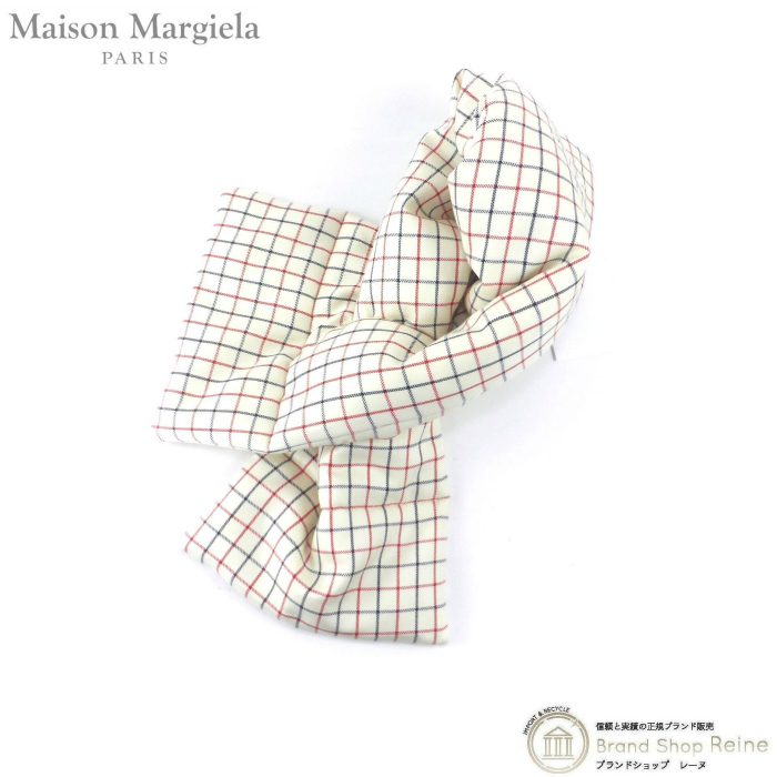 メゾン マルジェラ （Maison Margiela） チェック柄 ウール マフラー SI0TE0001 クリーム系（新品）_画像1