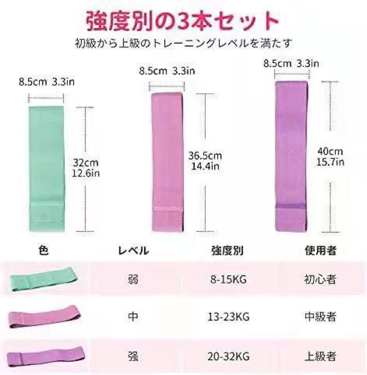 大人気商品 トレーニングチューブ　強度別3本セット　収納袋付　超軽量